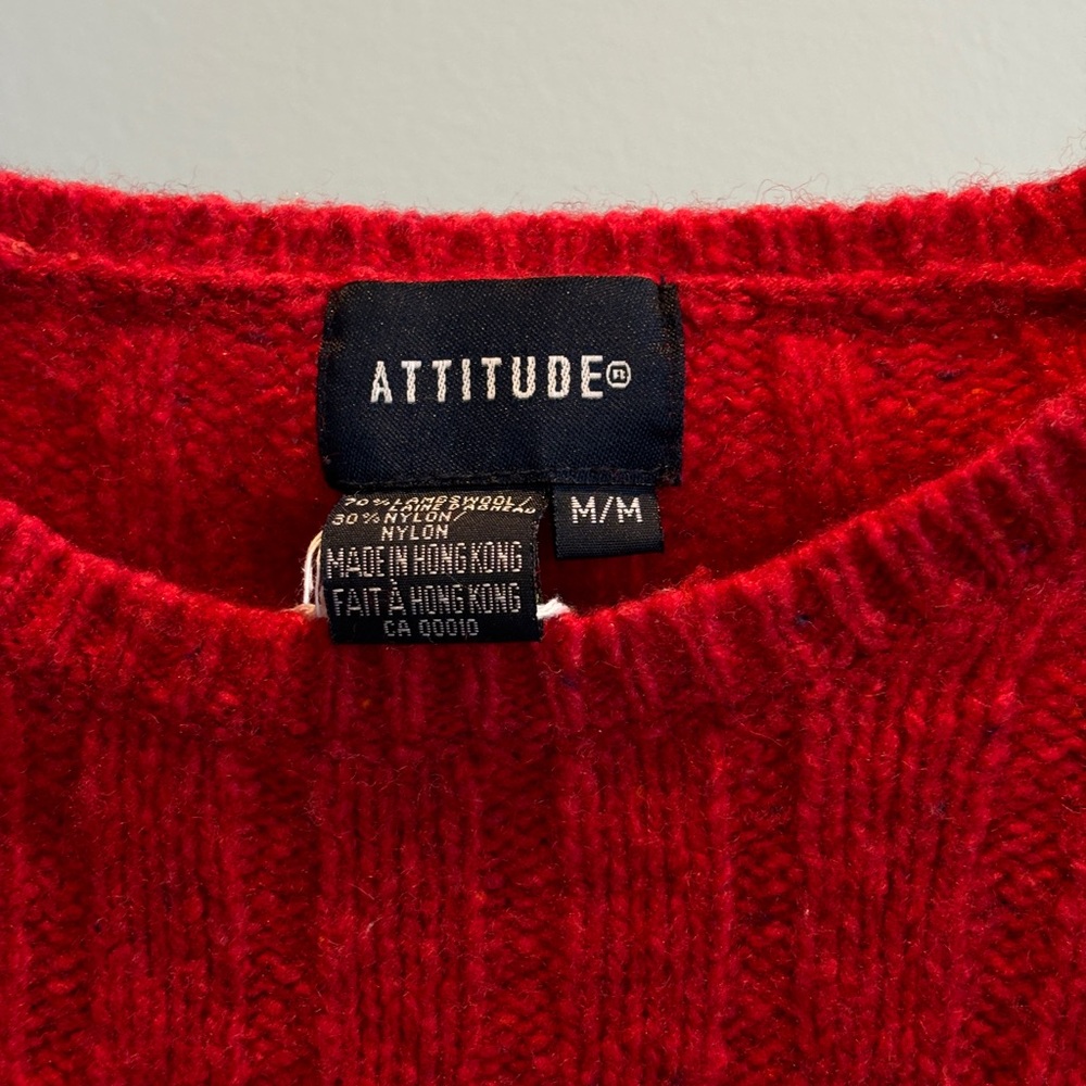 Attitude Red Ribbed Sweater - Picture 2 of 4